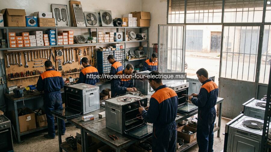 Équipe techniciens atelier réparation four Rabat